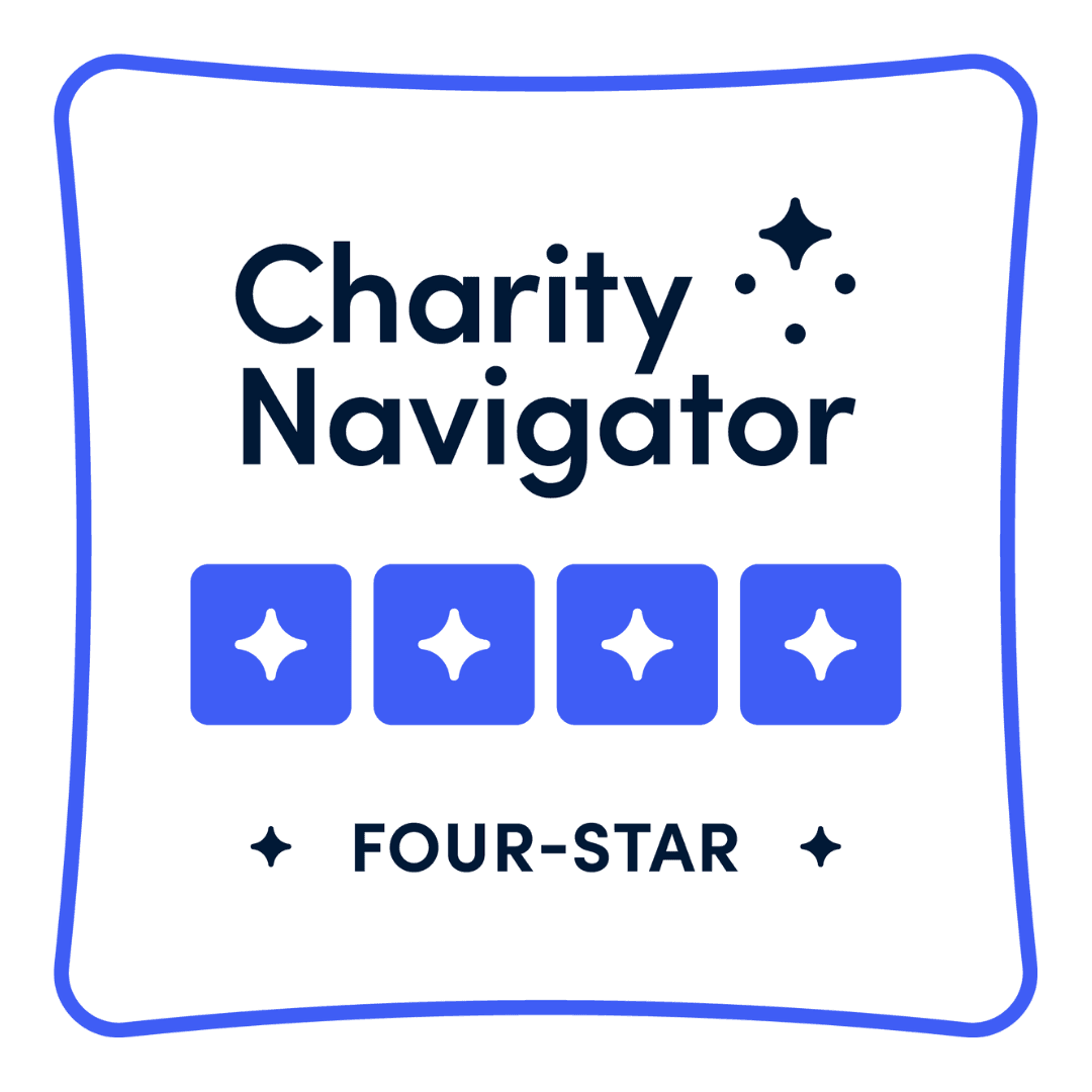 Charity Navigator badge with four-star rating